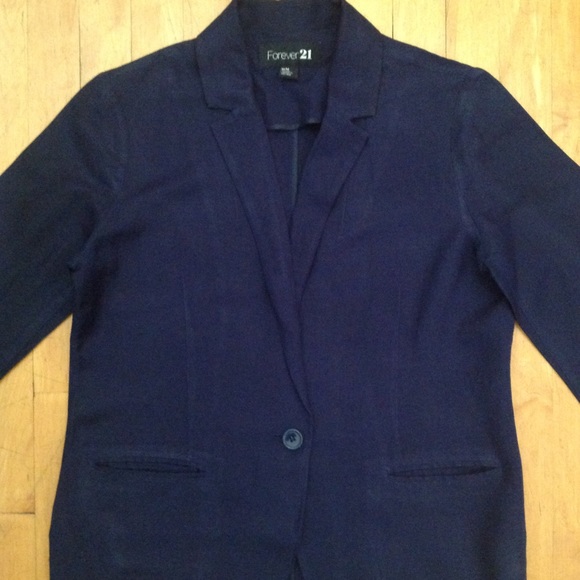 Forever 21 Women's Navy Blue Linen Blazer Size Medium - Picture 5 of 10